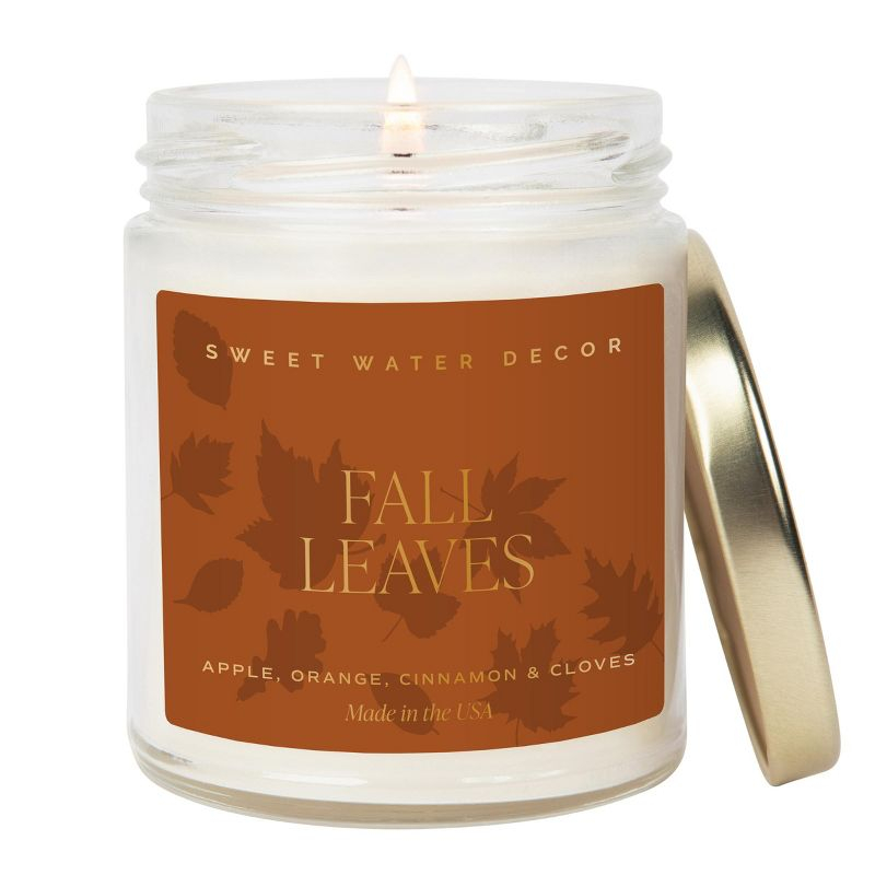 Sweet Water Decor Fall Leaves Patterned 9oz Clear Candle