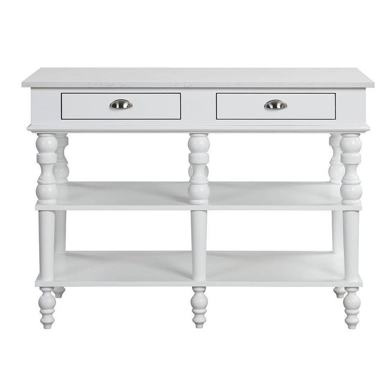 Acme Furniture Rorratt Kitchen Island Marble Top/White Finish
