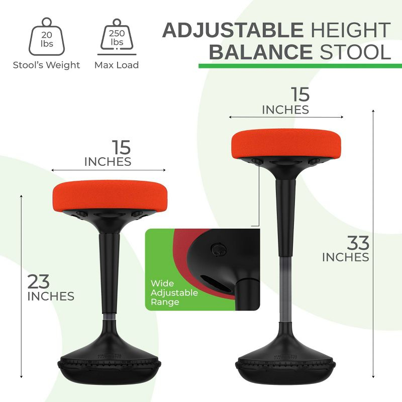 Wobble Standing Desk Office Chair Red - Uncaged Ergonomics