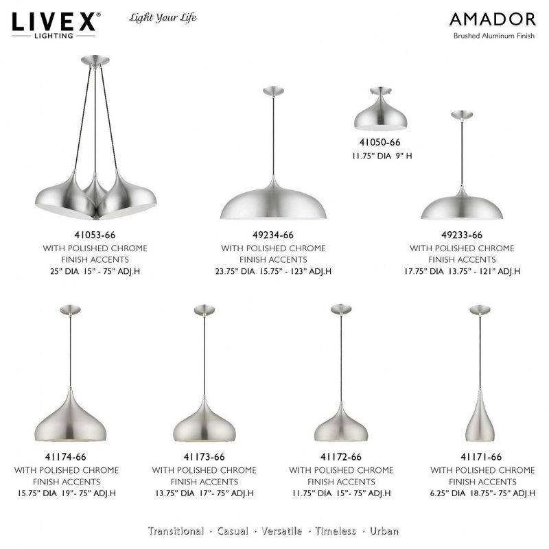 Livex Lighting Amador 1 - Light Semi-Flush Mount in  Brushed Aluminum