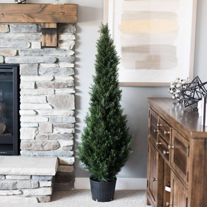 Vickerman 4' Artificial Potted Cedar Tree (UV) : Indoor/Outdoor Decor, No Maintenance