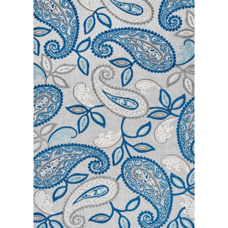 3'x5' Julien Paisley High-Low Indoor/Outdoor Area Rug, Blue/Light Gray - JONATHAN Y