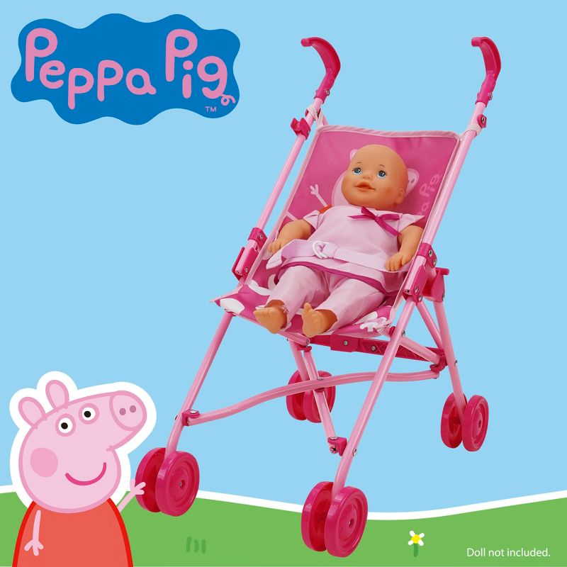Peppa Pig: Doll Umbrella Stroller in Pink & White Dots