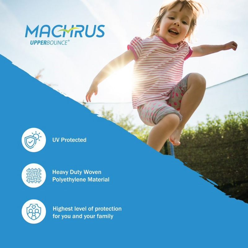 Machrus Upper Bounce Trampoline Safety Enclosure Net, Fits 8 FT Round Frame using 4 Poles (or 2 Arches), Adjustable Straps - Installs Inside of Frame
