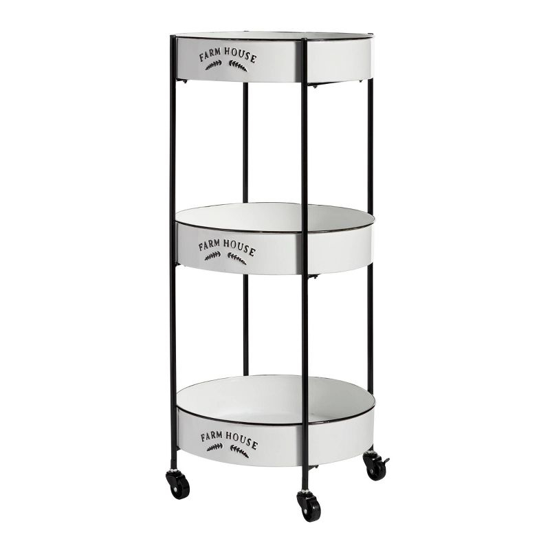34'' x 16'' Farmhouse Metal Storage Cart White - Olivia & May: Decorative Storage Bins, Tabletop Bin, Adult Assembly Required