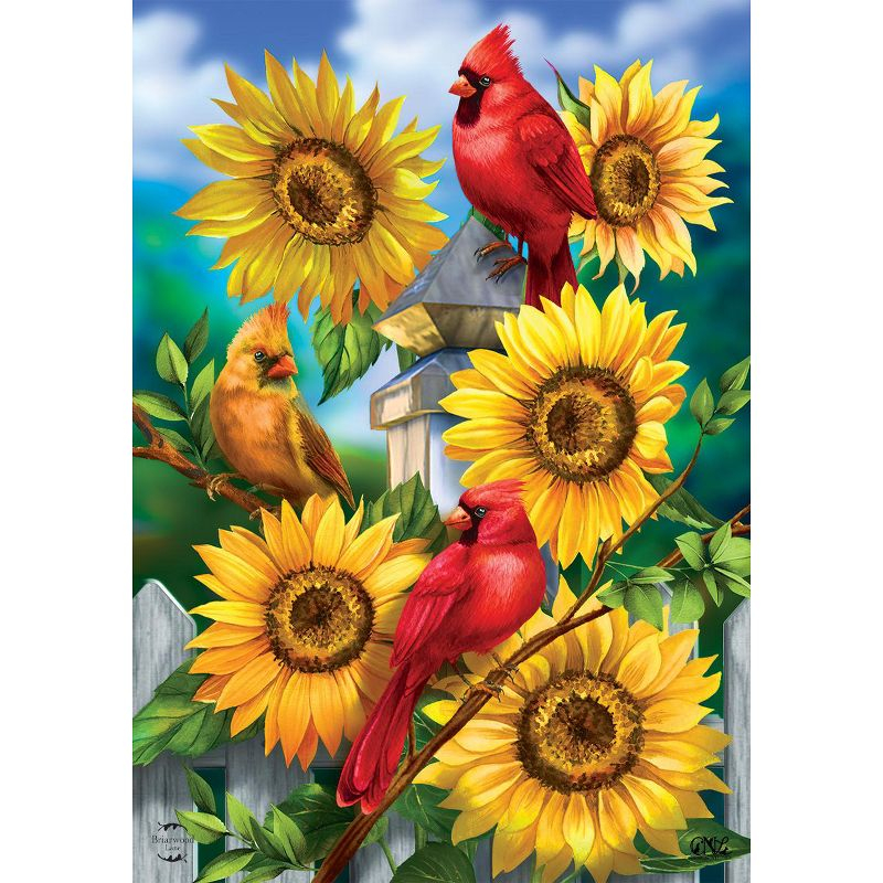Cardinals And Sunflowers Summer House Flag Floral 28" x 40" Briarwood Lane