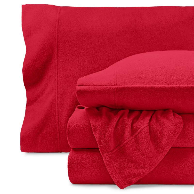 King Red Polar Fleece Sheet Set by Bare Home
