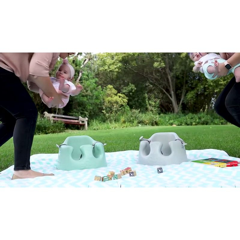 Bumbo Baby Infant Children Toddler Soft Foam Floor Seat with 3-Point Adjustable Harness and Eating and Play Top Tray Attachment, Taupe