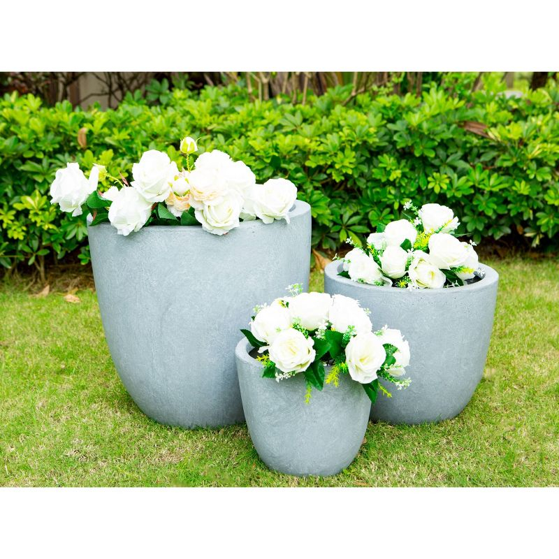 Set of 3 17" Kante Seamless Concrete Planters for Patio & Garden - Rosemead Home & Garden, Inc.