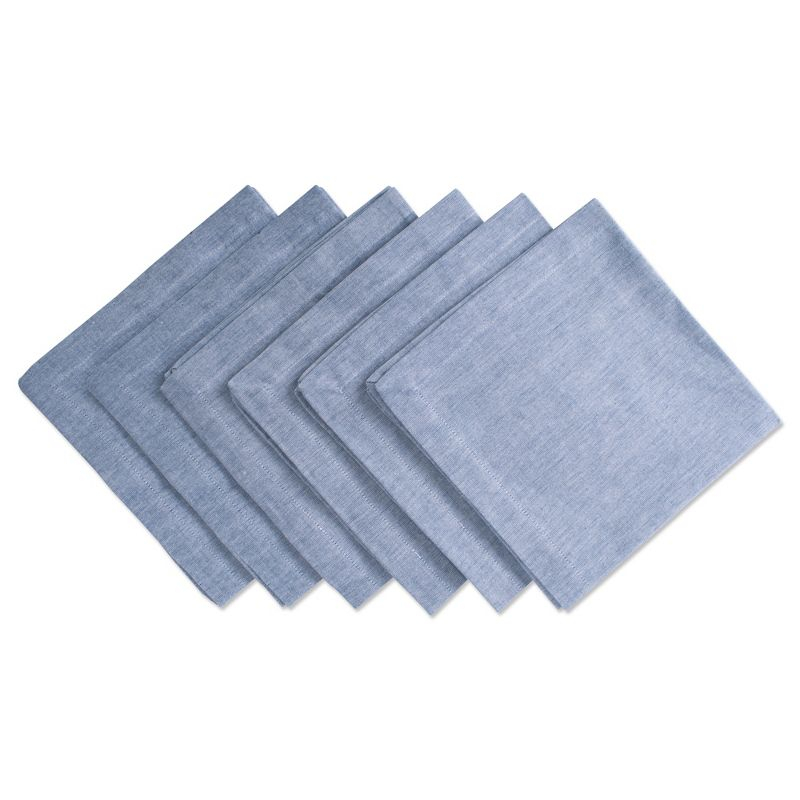 Design Imports  Chambray Napkin Set 6 Piece, Blue, 20X20"