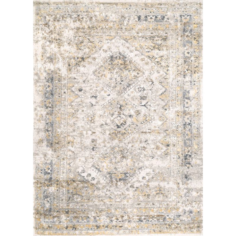 Nuloom Madisson Medallion 5x8 Indoor Area Rug for Living Room Bedroom Dining Room Kitchen, Gold/Ivory