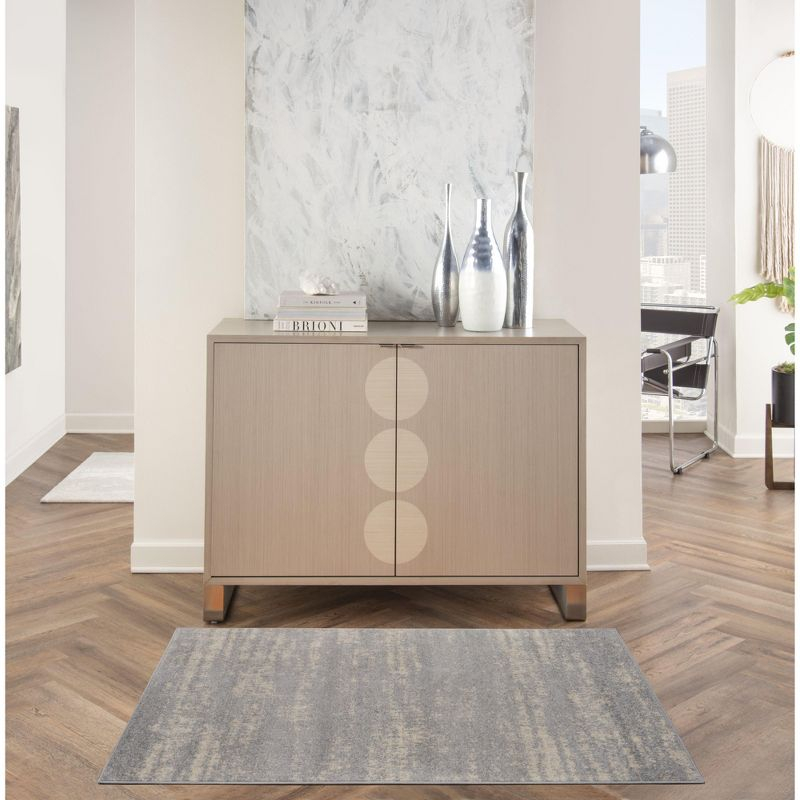 Nourison Essentials 3' x 5' Grey/Beige Modern Indoor/Outdoor Rug