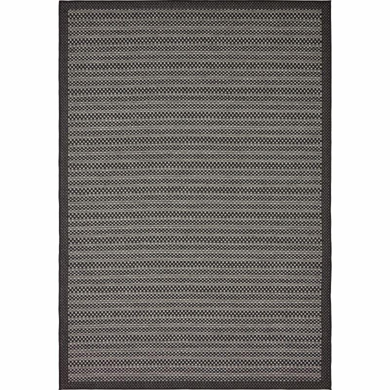 Unique Loom 6' 0 x 9' 0 Gray Outdoor Border Checkered Area Rug