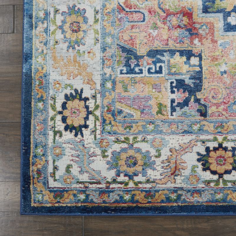 Nourison Global Vintage Center Medallion Indoor Area Rug Blue/Multicolor 7'10" x 9'10"