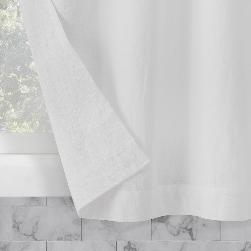 2pc 52"x36" Archaeo Washed Cotton Twist Tab Cafe Curtain Tier Pair White: Kitchen Curtains, 36 Inch, Solid Pattern