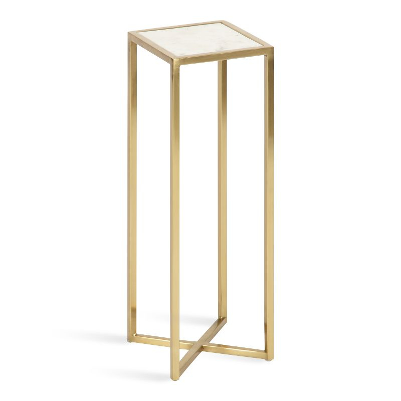Kate and Laurel Jaspur Square Metal Drink Table, 7x7x21, Gold and White