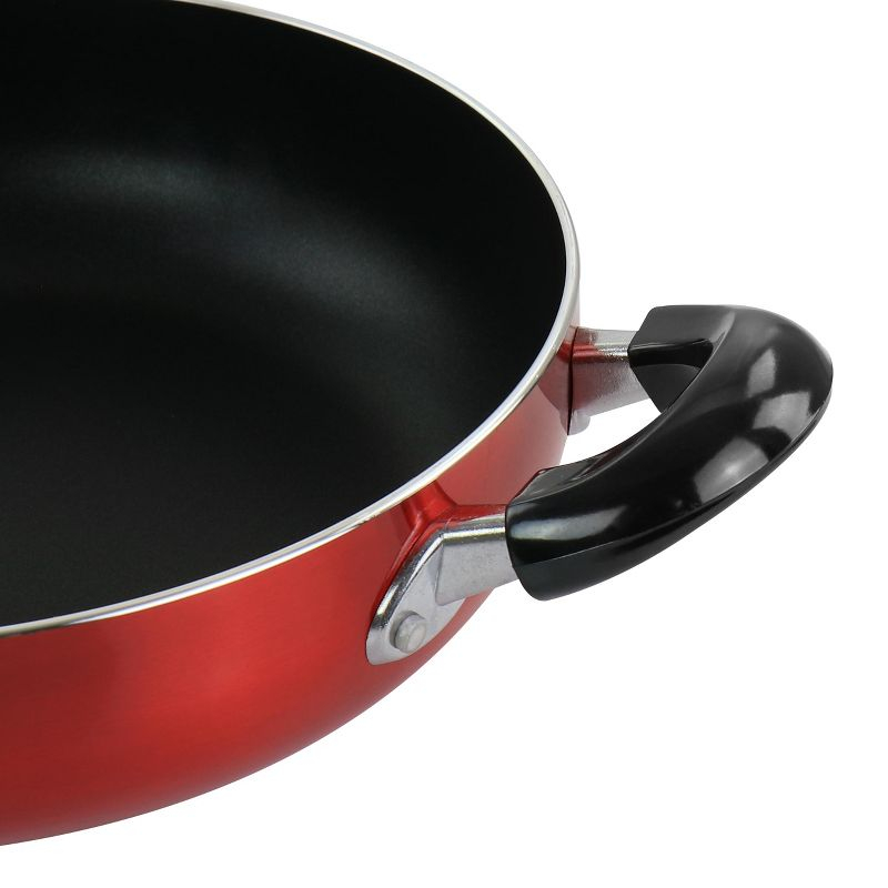 Better Chef 10 Inch Red Aluminum Deep Frying Pan with Glass Lid