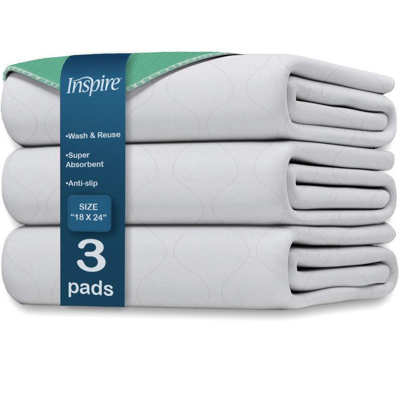 Inspire Washable and Reusable Incontinence Chair Pads | 3 Pack Chucks Pads (18 X 24)