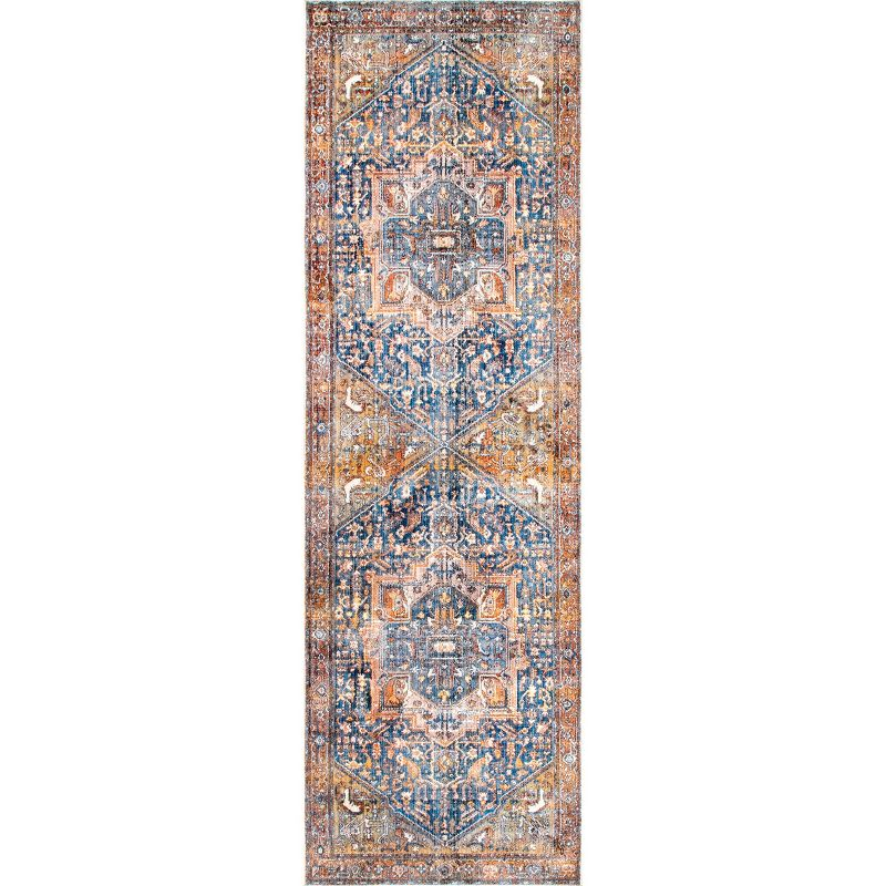 Nuloom Harriet Medallion 2x8 Runner Indoor Area Rug for Living Room Bedroom Dining Room Entryway Hallway Kitchen, Rust/Multicolor