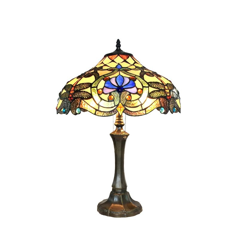 Chloe Lighting Amberwing Tiffany-style 2 Light Dragonfly Table Lamp 17" Shade