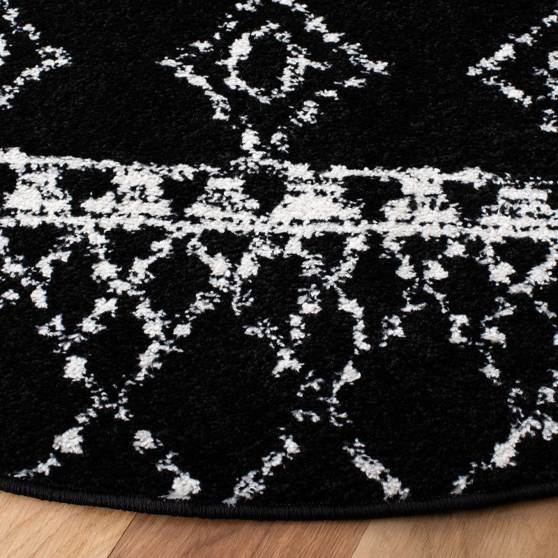 Tulum TUL229 Power Loomed Area Rug - Black/Ivory - 3' round - Safavieh.