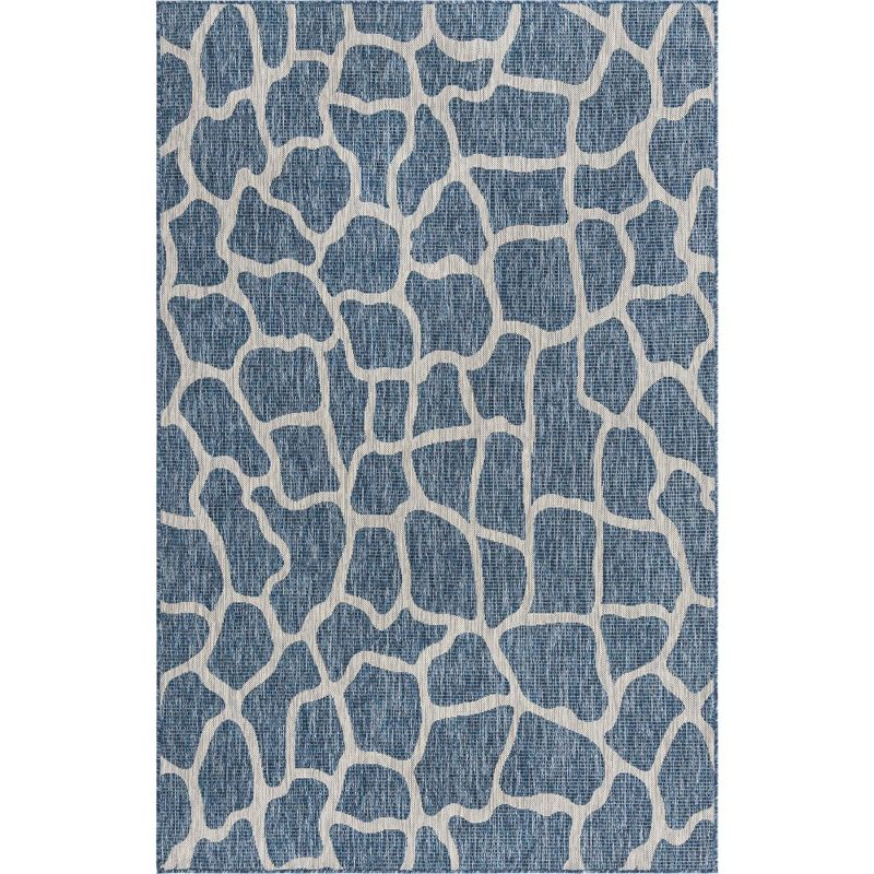 Unique Loom 5' 1 x 8' 0 Rectangle Indoor/Outdoor Safari Blue Area Rug