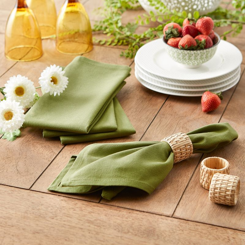 Design Imports  Solid Cotton Napkin Set 6 Piece, Antique Green, 20X20"