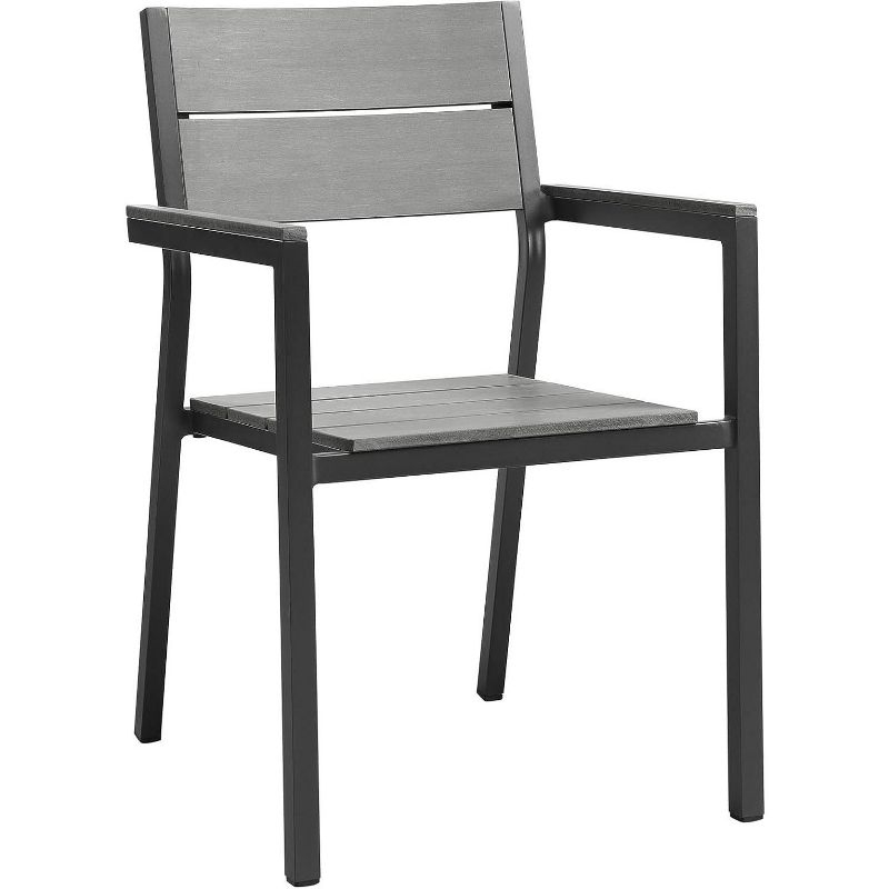Modway Maine Outdoor Patio Dining Armchair – All-Weather Aluminum Frame Chair with Slatted Back and Armrests
