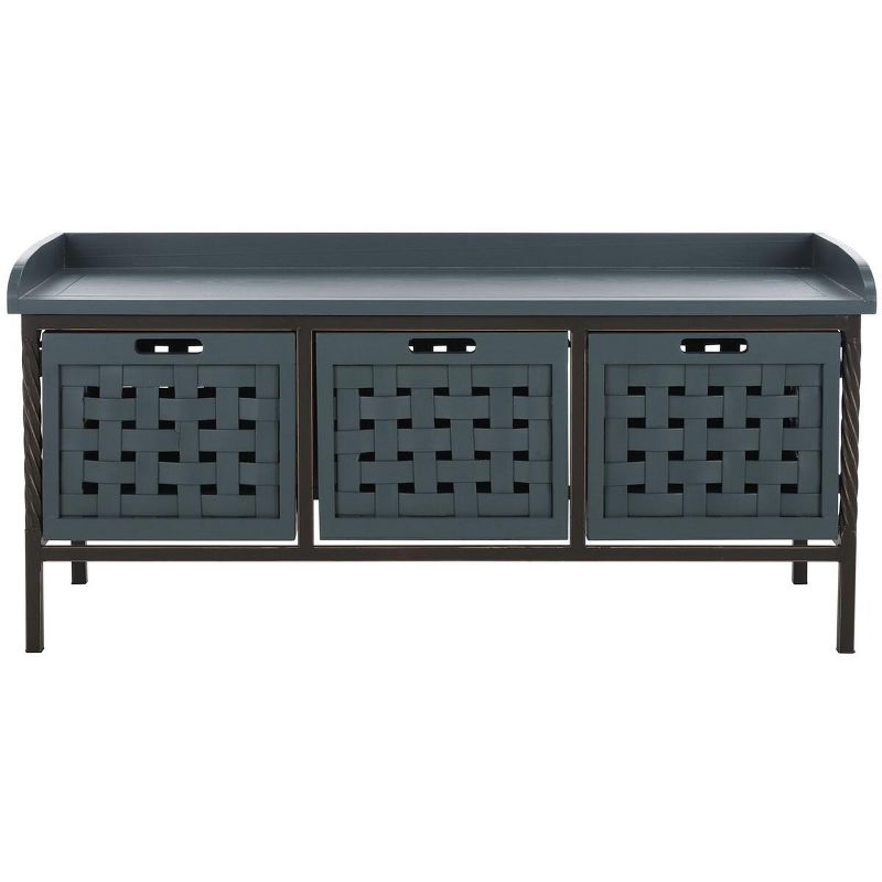 Isaac 3 Drawer Wooden Storage Bench - Teal - Safavieh