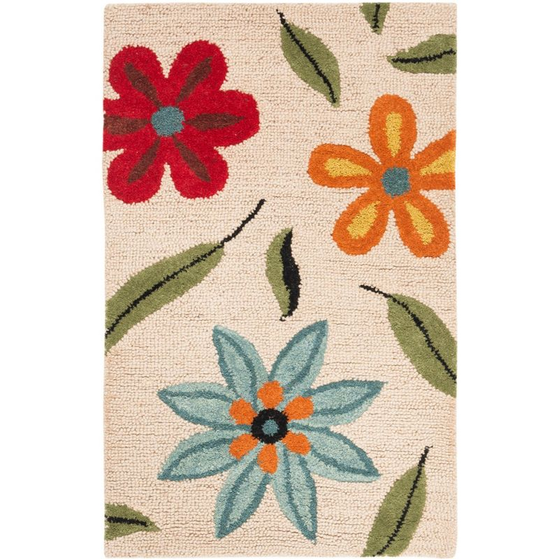 Blossom BLM678 Hand Hooked Accent Rug - Beige/Multi - 2'6"x4' - Safavieh.