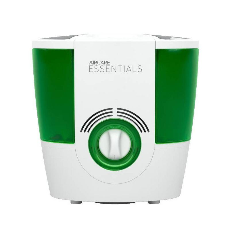 AIRCARE ESSENTIALS Ozark Steam Humidifier White/Green: Warm Mist Vaporizer, 2 Settings, 500-800 sq. ft., No Filter Needed