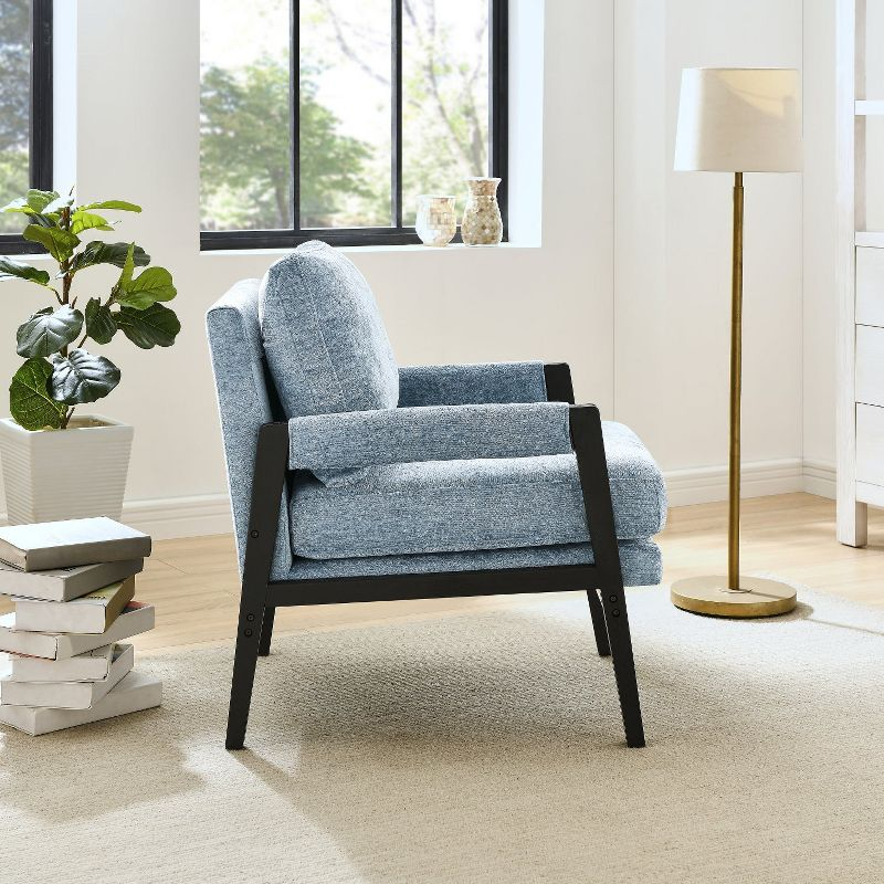 Roundhill Furniture Kelly Mid-Century Modern Chenille Upholstered Accent Armchair Blue