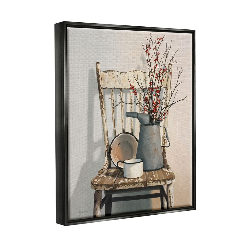 Stupell Industries Vintage Rustic Things Neutral Painting Black Floater Framed Canvas Wall Art, 24 x 30