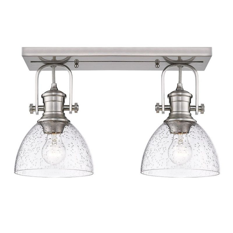Golden Lighting Hines 2-Light Semi-flush in Matte Black with Seeded Glass