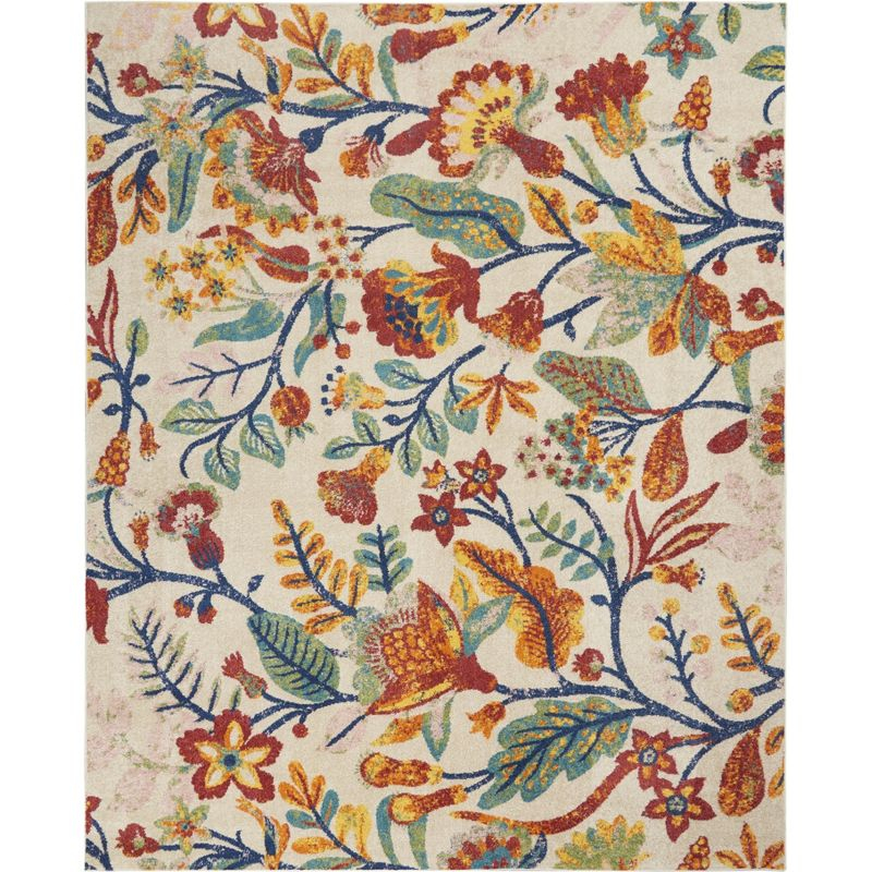 Nourison Allur Botanical Indoor Area Rug Ivory Multicolor 7'10" x 9'10"