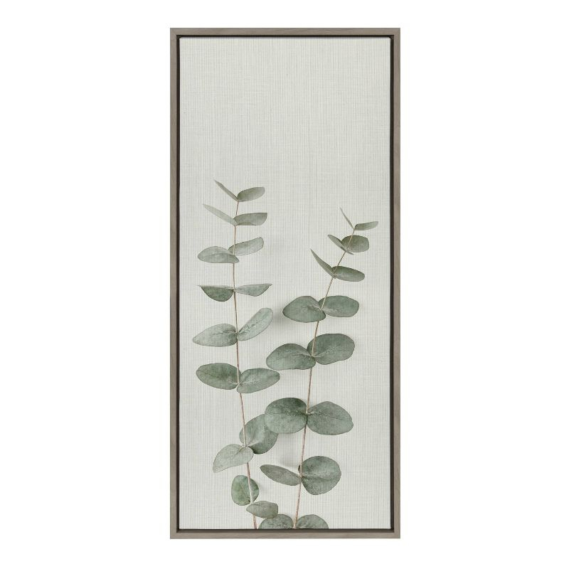 18" x 40" Sylvie Eucalyptus Botanical II by The Creative Bunch Studio Framed Wall Canvas Gray - Kate & Laurel All Things Decor