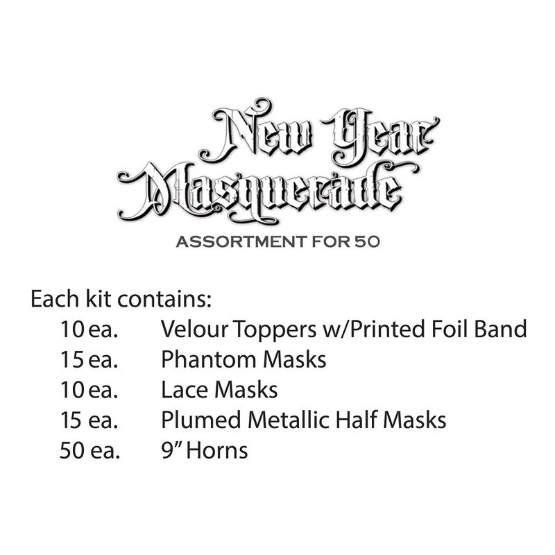Beistle New Year Masquerade Assortment for 50 guests includes 100 items Multicolored