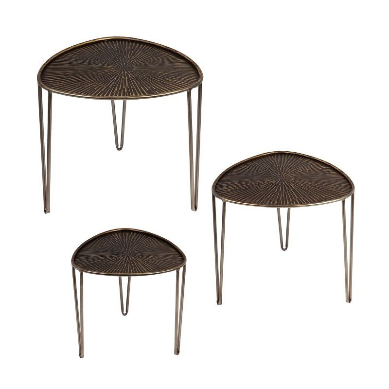 Evergreen Beautiful Leaf Shape Metal Nested Side Tables, Set of 3 - 21 x 21 x 19 Inches Homegoods and Decorations for Every Space