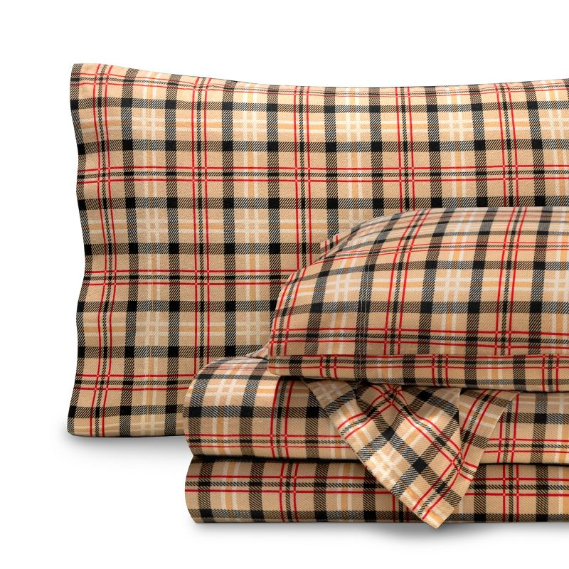 Red Lodge Plaid Cotton Flannel Queen Sheet Set by Bare Home