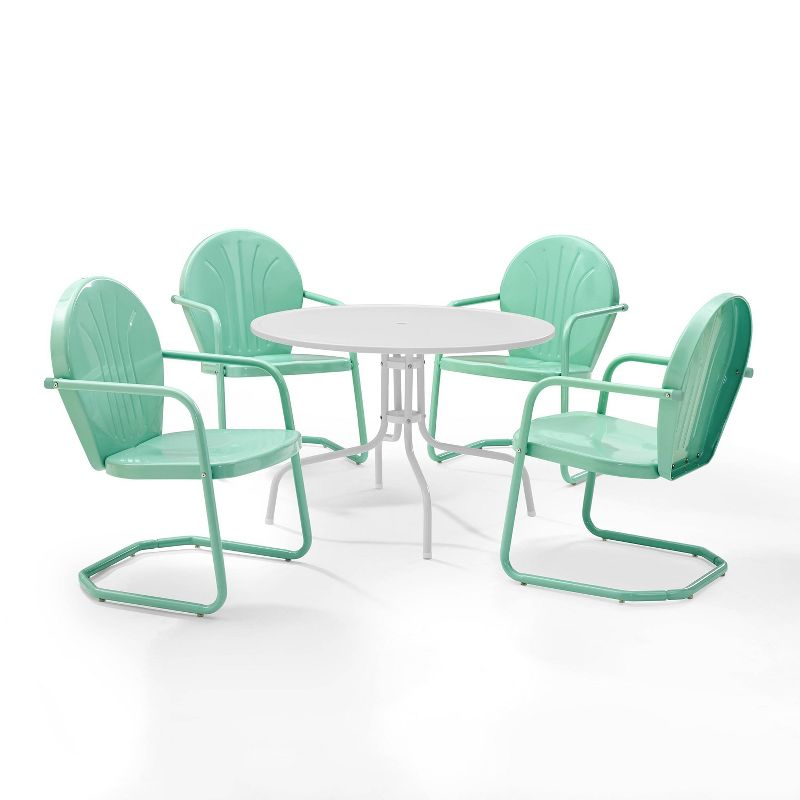 Burley Round 4 - Person 39" Long Powder Coated Steel Dining Set