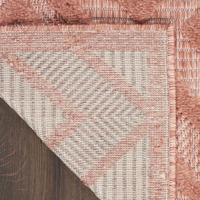 Nourison Versatile Diamond Geometric Flatweave Indoor Outdoor Area Rug Coral/Orange 5' x 7'