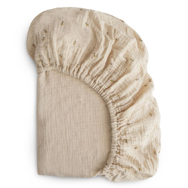 Mushie Extra Soft Muslin Crib Sheet - Bees