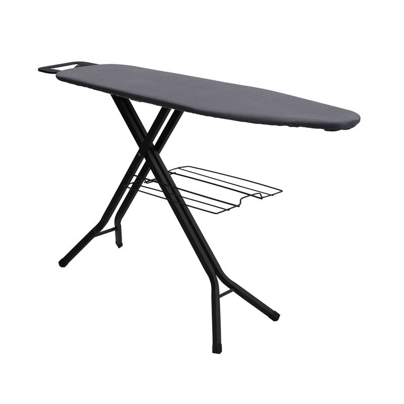 Household Essentials Deluxe Matte Black Ironing Board 4 Legs: Collapsible Metal, 54" x 14", 12.85 lbs, No Warranty