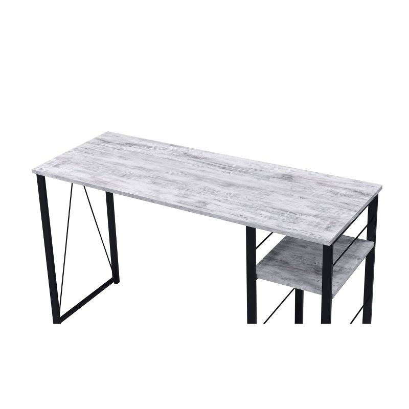 Vadna Writing Desk Weathered White/Black - Acme Furniture: 47-Inch Modern Desk with Open Storage Shelf