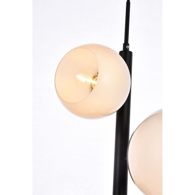 Elegant Lighting Wells 18 inch pendant in black with white shade