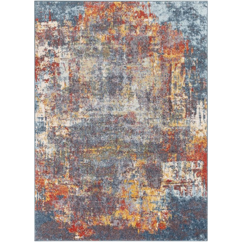 Livabliss 5'3"x7'3" Strata Modern Rugs Blue: Midcentury 5x7 Indoor Area Rug, Fade & Stain-Resistant