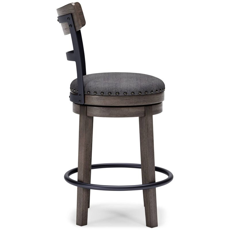 Caitbrook Counter Height Barstool Gray - Signature Design by Ashley: Polyester Upholstery, Nailhead Trim, Swivel Seat