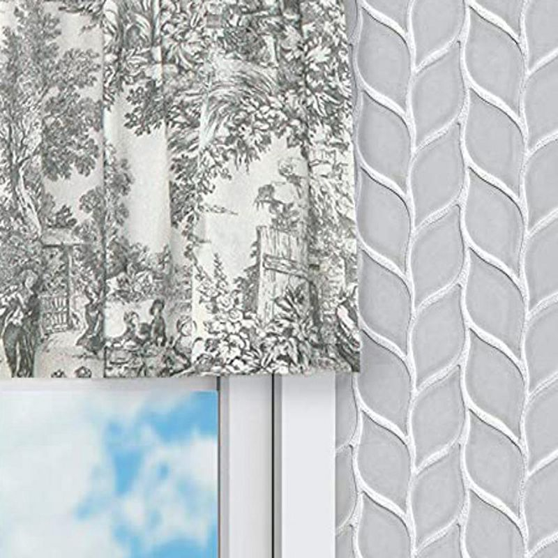 Ellis Curtain Victoria Park Toile Water Proof Room Darkening Blackout Tailored Window Valance - 70 x 12, Gray