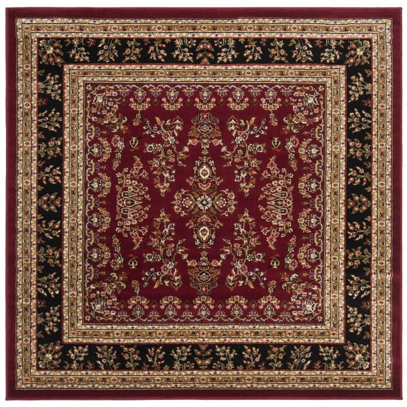 Lyndhurst Sarouk LNH331 Power Loomed Area Rug - Red/Black - 6'x6' - Safavieh
