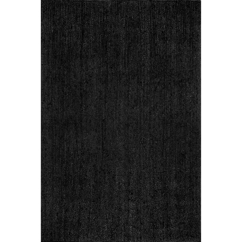 6'x9' Hand Woven Rigo Jute Area Rug Black - nuLOOM: Farmhouse Style, Low Pile, Rectangle, Indoor Use